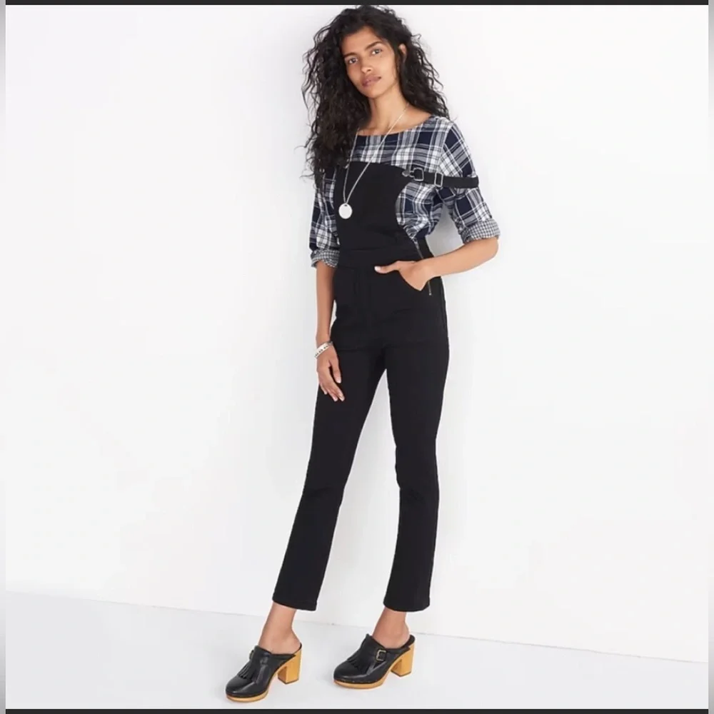 Madewell Women’s Denim Overall Jumpsuit Black Size Medium - Picture 4 of 15
